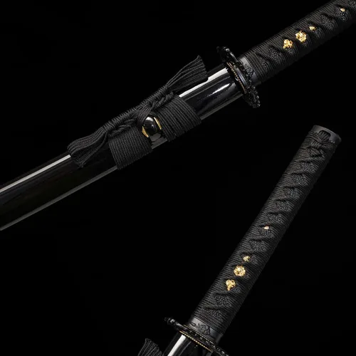 Vista 4 de Kamaiwo -1045/1060 hechas a mano forjadas a mano, auténticas, las katanas japonesas son un regalo único para hombres. El acero de alto carbono