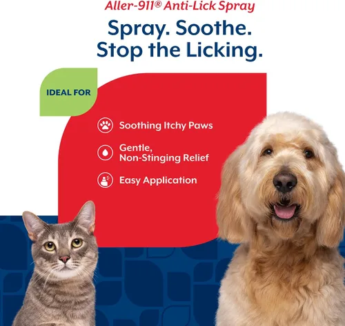 Vista 3 de Spray antilamido de NaturVet Aller-911 para patas de perros y gatos – Incluye aloe vera – Ayuda a calmar las patas con picazón, ofrece apoyo contra