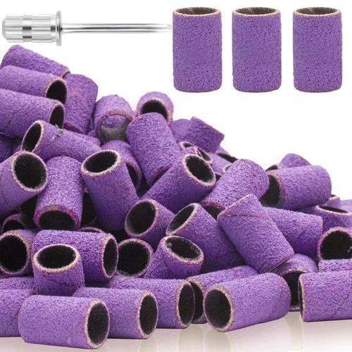 Vista 11 de Juego de bandas de lijado para taladro de uñas, 300 bandas de grano grueso y fino (100#180#240#) con brocas de mandril de 3/32 pies para manicura
