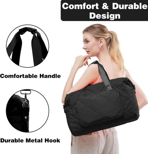 Vista 2 de Bolsa deportiva de gimnasio para mujeres y hombres, bolsa de lona ligera de mano para viajes, deportes, gimnasio, yoga, resistente al agua