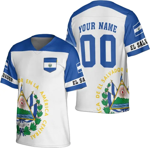 Vista 13 de Camiseta de fútbol de El Salvador personalizada de El Salvador Jersey de fútbol de El Salvador para hombres, camisas de El Salvador 3D