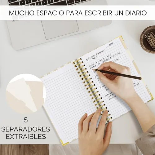Vista 3 de Cuaderno en Espiral Grueso y Estético Con Pestañas - Diario Premium Para Mujeres Tamaño B5 - Cuaderno de Notas Rayado Para Universidad Con 300