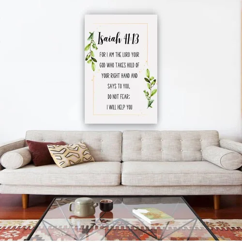 Vista 4 de Isaías 41 13 - Póster de arte de pared con versículo bíblico de oración, decoración de pared de sala de estar para el hogar, obras de arte