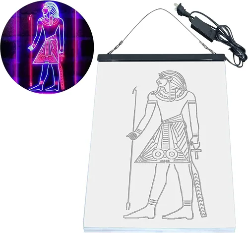 Vista 8 de ADVPRO Pirámides egipcias Antiguo Egipto Menes Faraón Hombre Dual Color LED Neon Sign Azul y Rojo 8 x 12 pulgadas st6s23-i4050-br