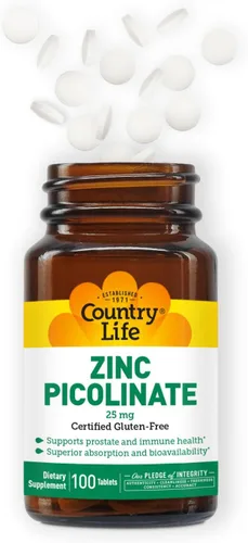 Vista 6 de Country Life Picolinato de Zinc 25 mg - Suplemento de zinc de absorción superior para apoyo inmunológico, salud de próstata y bienestar celular