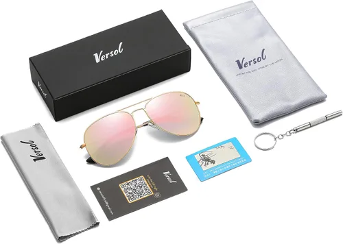 Vista 7 de Versol Aviador para hombres y mujeres con protección UV400, lentes de sol polarizados ligeros de aviador