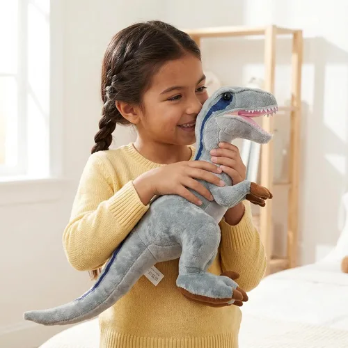 Vista 5 de Velociraptor - Juguete de peluche de dinosaurio tiranosaurio gris de 17 pulgadas, figuras de dinosaurio, tiranosaurio, juguetes de peluche suaves
