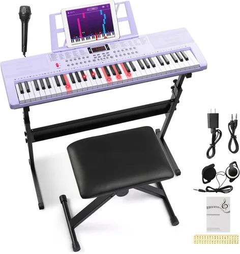 Vista 12 de Ktaxon Teclado eléctrico de piano de 61 teclas con teclas iluminadas Negro