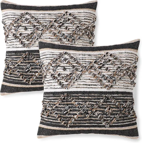 Vista 16 de REDEARTH · Fundas de cojín boho hechas a mano - Estilo chic bohemia de granja - Fundas de cojín tejidas para acento, interior y exterior, para sofá