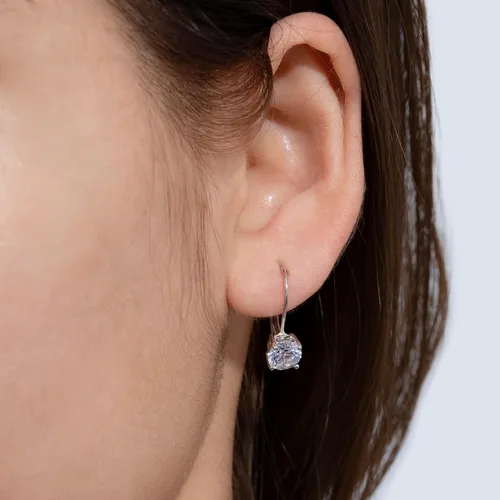 Vista 4 de Tienda Collection Platinum-Plated Sterling Silver Infinite Elements Zirconia Leverback Earrings