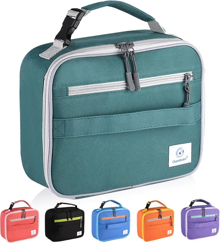 Vista 9 de Genteen Paquete de 2 bolsas de almuerzo suaves aisladas con doble cremallera, resistente, congelable y reutilizable para niños, hombres