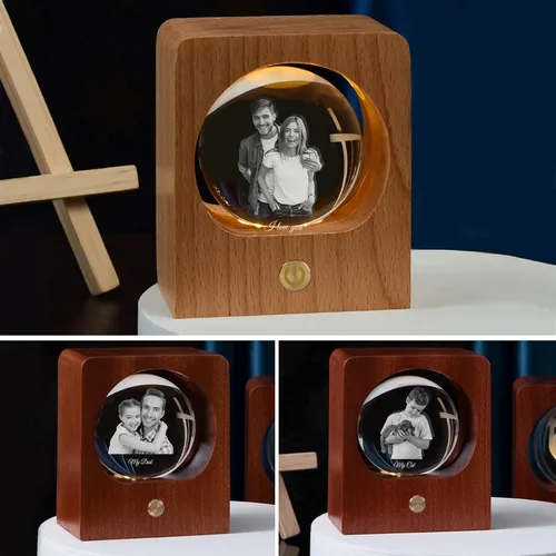Vista 7 de Bola de cristal personalizada luz nocturna personalizada 3D fotos de cristal base LED con luz colorida, regalo personalizado para mujeres, hombres