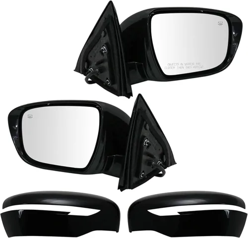 Vista 109 de TRQ Juego de conjunto de espejos laterales del conductor y del pasajero de 2 piezas con ajuste eléctrico, calefacción y memoria en negro Compatible