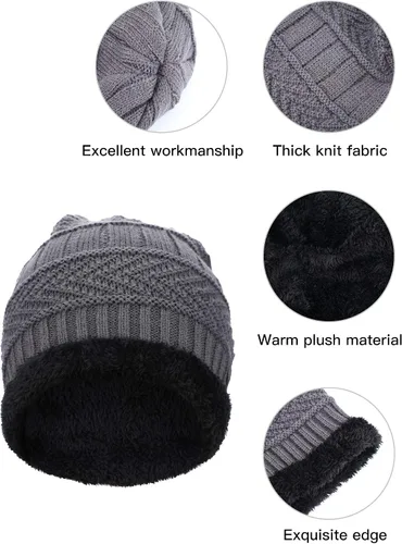 Vista 5 de Conjunto de bufanda de invierno para niños, gorro de punto para niños y niñas, as pictures shown