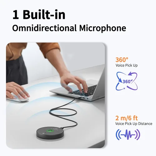 Vista 4 de AIRHUG Micrófono USB Sin Altavoz, Micrófono de Escritorio para Computadora, Botón de Silencio con Indicador LED, Reducción de Ruido AI, Condensador
