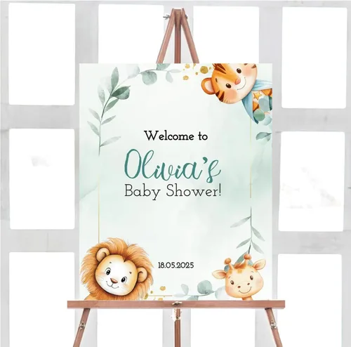 Vista 29 de Letrero de bienvenida para baby shower, personalizado, tema de dinosaurio para eclosionar, varios tamaños