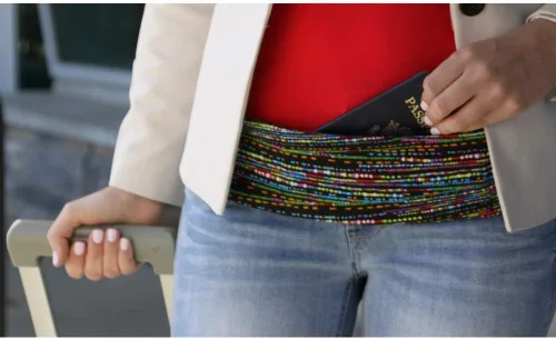 Vista 7 de BANDI Cinturón de bolsillo Cómoda cangurera para viajes, correr y actividades al aire libre Cinturón para correr para teléfono, pasaporte, llaves