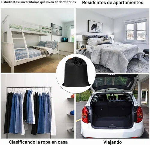 Vista 6 de Polecasa - Bolsa de lavandería pequeña y resistente de 21 x 24 pulgadas, con tela de 3.8 oz/yd², asas y cordón ajustable, fácil de llevar, ideal Rosa