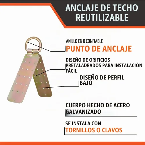 Vista 2 de Anclaje de techo reutilizable, 1 unidad, compatible con OSHA y ANSI, anclaje temporal de protección contra caídas de techo, ligero, anclaje