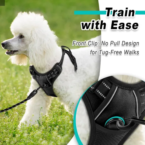 Vista 2 de BARKBAY Arnés para perro sin tirones para perros pequeños, ajustable, reflectante, cómodo, sin estrangulamiento, resistente, perfecto