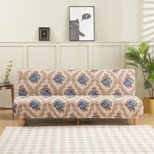 Vista 2 de MIFXIN Funda plegable para futón sin brazos, tela elástica y lavable, protector de muebles para sala de estar, niños y mascotas (beige amarillo)