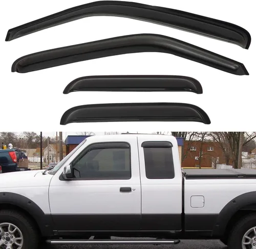 Vista 17 de Paquete de 4 viseras acrílicas adhesivas para ventanas delanteras y traseras, con protección contra humo, sol, lluvia, compatibles con 91-01