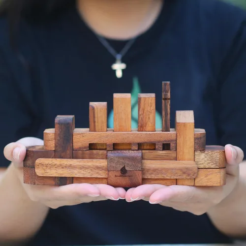 Vista 8 de Rompecabezas de madera Kumiki Brain Teaser para adultos, juego de rompecabezas de madera entrelazado 3D hecho a mano, rompecabezas clásico japonés