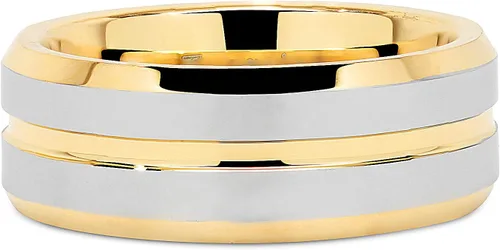 Vista 4 de 100S JEWELRY Anillos de tungsteno personalizados para alianzas de boda para hombres, oro y plata, línea central acanalada de dos tonos, tamaño 6-16