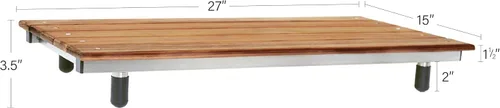 Vista 2 de Asiento de bañera portátil extraíble Bridgeport de 27 pulgadas, madera de teca natural