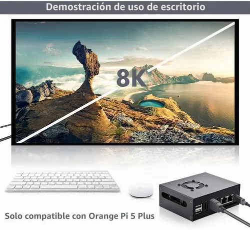 Vista 5 de GeeekPi Orange Pi 5 Plus - Funda con ventilador de refrigeración, carcasa de metal con disipadores de calor compatibles con Orange Pi 5 Plus