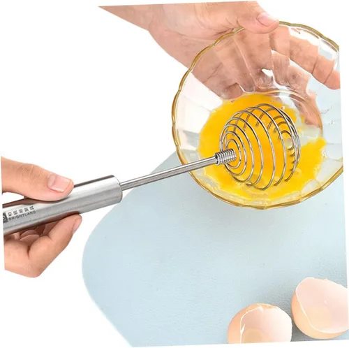 Vista 5 de SHOWERORO Mezclador de huevos de mano de acero inoxidable, agitador de cocina para hornear, gancho de almacenamiento, fácil de limpiar y diseño