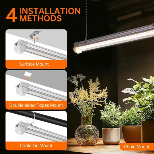 Vista 6 de Bstrip T8 - Luz de cultivo de 1.4 pies, 36 W (2 x 18 W), luces para plantas de cultivo en interiores con temporizador, espectro completo con LED