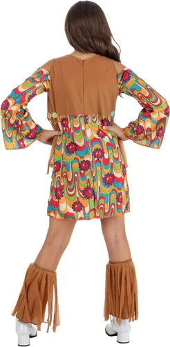 Vista 3 de Woodstock - Disfraz hippie de flores para niñas