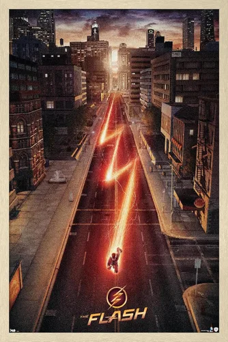 Vista 14 de Trends International DC Comics TV - The Flash - Póster de pared de una hoja de calle, 14.725 x 22.375 pulgadas, versión enmarcada de madera