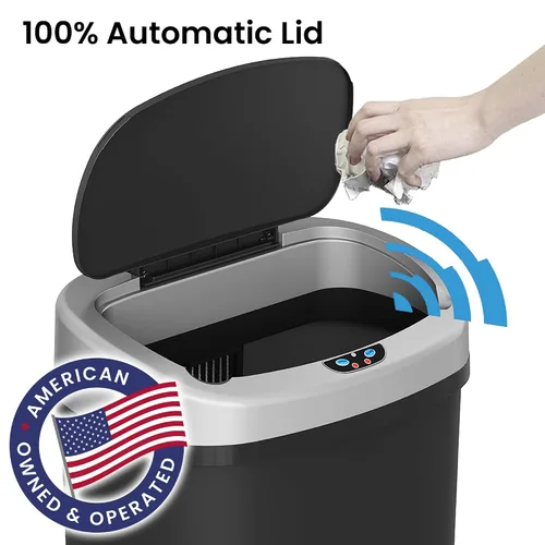 Vista 4 de iTouchless Bote de basura automático de 13 galones con tecnología sensor 2.0 y filtro de olor, diseño delgado y sin contacto, ahorro de espacio