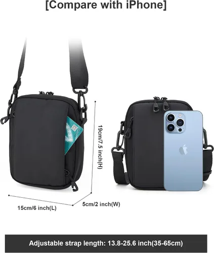 Vista 5 de WEPLAN Bolso cruzado para hombre, mini bolso de hombre, bolso de hombro de mensajero de viaje para hombre, bolsas laterales pequeñas para hombre