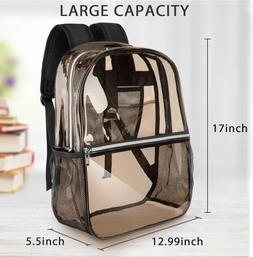 Vista 2 de Woddtery Mochila transparente, resistente, Negro