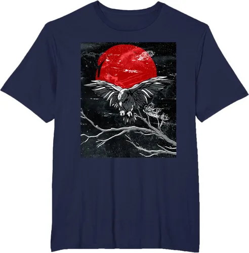 Vista 42 de Red Moon Raven - Camiseta japonesa de cuervo negro, Negro, S