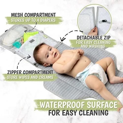 Vista 9 de KeaBabies Mochila para pañales y cambiador de pañales portátil, bolsas de viaje para bebés multifuncionales a prueba de agua, tapete cambiador