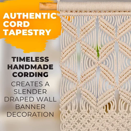 Vista 6 de Gentle Crafts BoHo - Decoración de pared colgante de macramé: decoración decorativa de pared de algodón con cuerda de algodón tejida para decoración