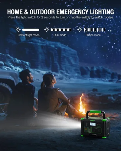 Vista 6 de Estación de energía portátil de 500 W, 519.48 Wh/140400 mAh, generador solar, batería de litio de reserva, fuente de alimentación con 2 salidas