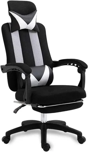Vista 7 de Silla de computadora para el hogar, sala de estudio, dormitorio, silla de oficina reclinable, giratoria, cómoda, sedentaria, tela transpirable (D)