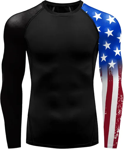 Vista 2 de color cosplayer Camiseta de compresión de manga larga para hombre, protección solar UPF 50+