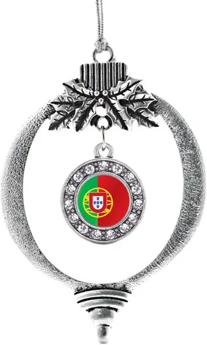 Vista 131 de Inspired Silver - Adorno con dije de cara de carlino - Adornos navideños de círculo de plata con joyas de circonita cúbica