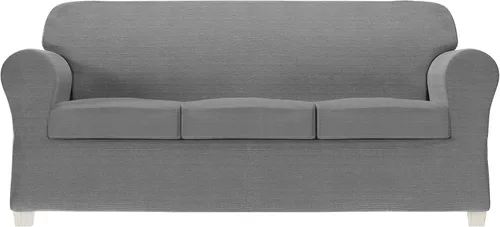 Vista 24 de Zenna Home Funda elástica de felpilla para sofá, color marfil/hueso, 1 pieza, suave y elástica para sofás, tela resistente a las arrugas, fácil