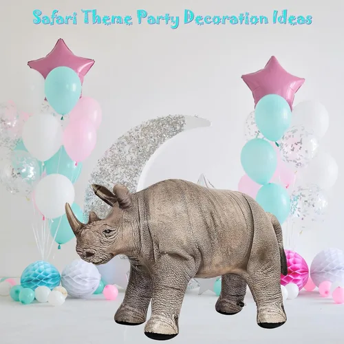 Vista 4 de Jet Creations an-Rhino - Animal inflable de rinoceronte blanco de 36.0 in, decoración de fiesta, accesorio de fotos de animales de peluche