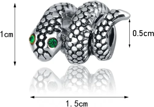 Vista 6 de 20 cuentas de aleación con forma de serpiente vintage, cuentas con forma de serpiente para hallazgos de joyería, pulsera, collar, bricolaje, 2