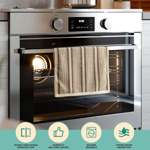 Vista 3 de SALAS Toallas de cocina premium para secar platos, toallas de cocina grandes de algodón, paños de felpa a rayas, juegos de toallas gruesas altamente
