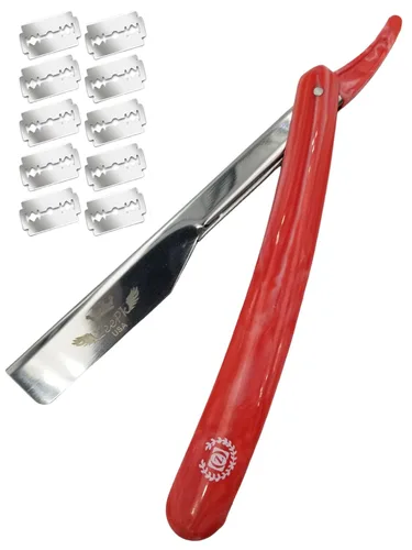 Vista 8 de Maquinillas de afeitar para hombre, rasurar Cuchilla Maquinilla de afeitar roja + 10 cuchillas desechables (negro)