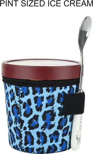 Vista 4 de Paquete de 4 fundas de neopreno para helado con soporte para cuchara (Leop+Helado)